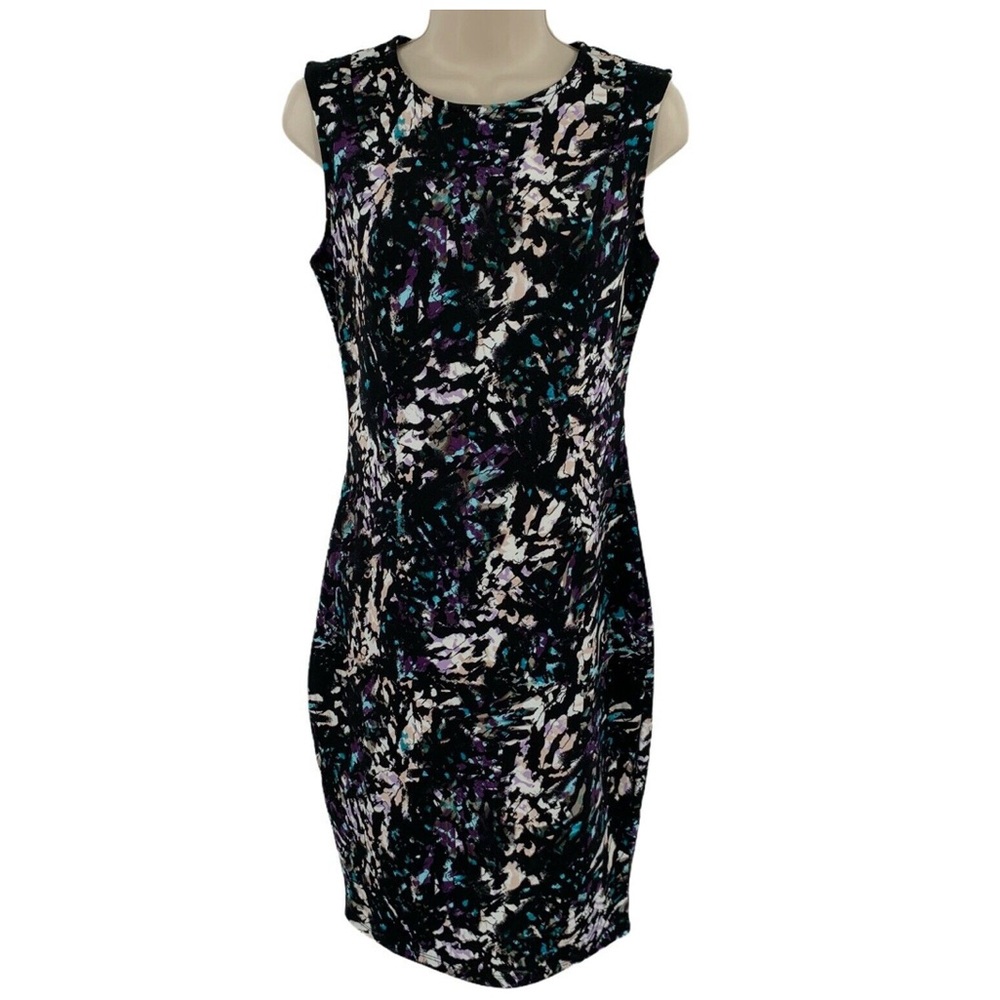 Mossimo Black Purple Multi Print Sleeveless Dress - M